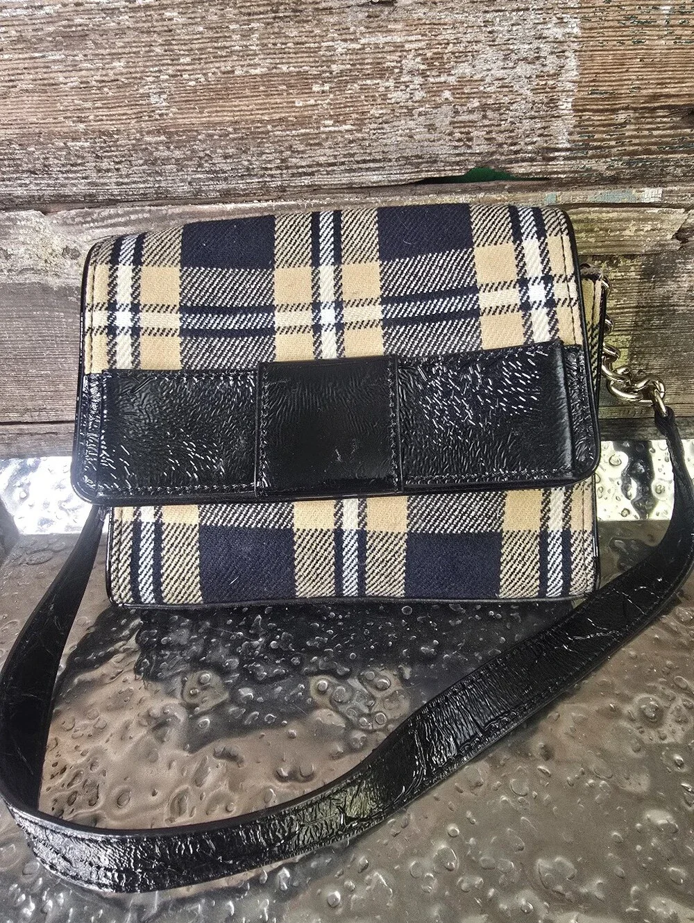 Vintage Kate Spade Pristine Wool Plaid Crossbody Bag Rare Script Lining Y2K